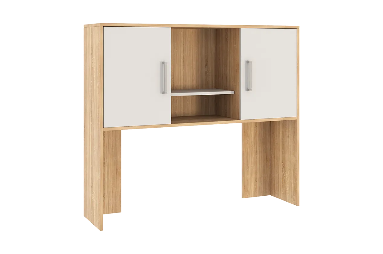 Надстройка стола компьютерного 1200 Лайт-2 дуб сонома/белый в Муравленко - muravlenko.mebel-tymen.ru | фото