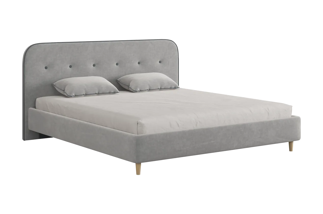 Кровать с основанием Лео 180х200 см галька (велюр)/графит (велюр) в Муравленко - muravlenko.mebel-tymen.ru | фото