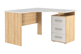 Стол компьютерный 1200 угловой Лайт-2 дуб сонома/белый в Муравленко - muravlenko.mebel-tymen.ru | фото