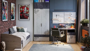 Детская «Оксфорд-2» Матера, Дуб крафт белый с рисунком в Муравленко - muravlenko.mebel-tymen.ru | фото