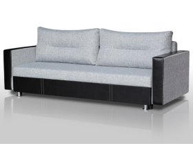 Диван Комфорт с прямыми подлокотниками грей/кожзам в Муравленко - muravlenko.mebel-tymen.ru | фото