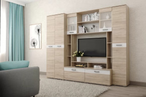 Гостиная Белла Дуб сонома/Белый глянец в Муравленко - muravlenko.mebel-tymen.ru | фото