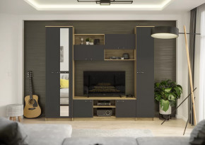 Гостиная Герда Дуб крафт серый/Антрацит в Муравленко - muravlenko.mebel-tymen.ru | фото