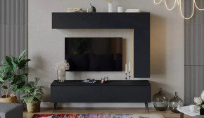 Гостиная «Глосс» №4 Яблоня Беллуно/Cтекло Графит матовый/Серый в Муравленко - muravlenko.mebel-tymen.ru | фото