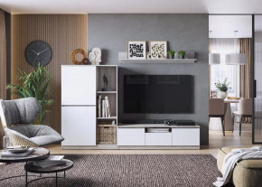 Гостиная Лори, набор №ДС-1, дуб серый/белый в Муравленко - muravlenko.mebel-tymen.ru | фото