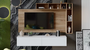 Гостиная «Порто» №1 Яблоня Беллуно, Белый софт в Муравленко - muravlenko.mebel-tymen.ru | фото