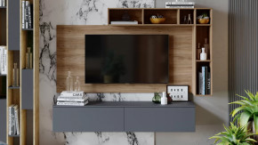 Гостиная «Порто» №1 Яблоня Беллуно, Графит софт в Муравленко - muravlenko.mebel-tymen.ru | фото