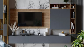 Гостиная «Порто» №6 Яблоня Беллуно, Графит софт в Муравленко - muravlenko.mebel-tymen.ru | фото