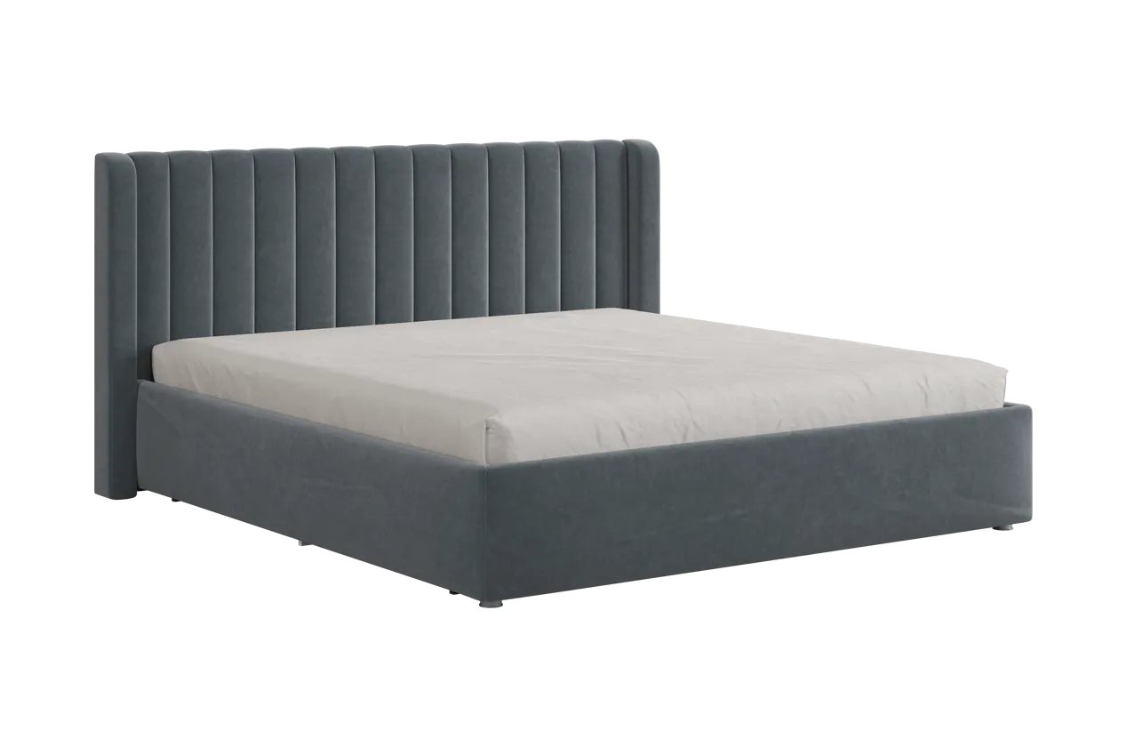 Кровать (каркас) Ева 180х200 см графит (велюр) в Муравленко - muravlenko.mebel-tymen.ru | фото