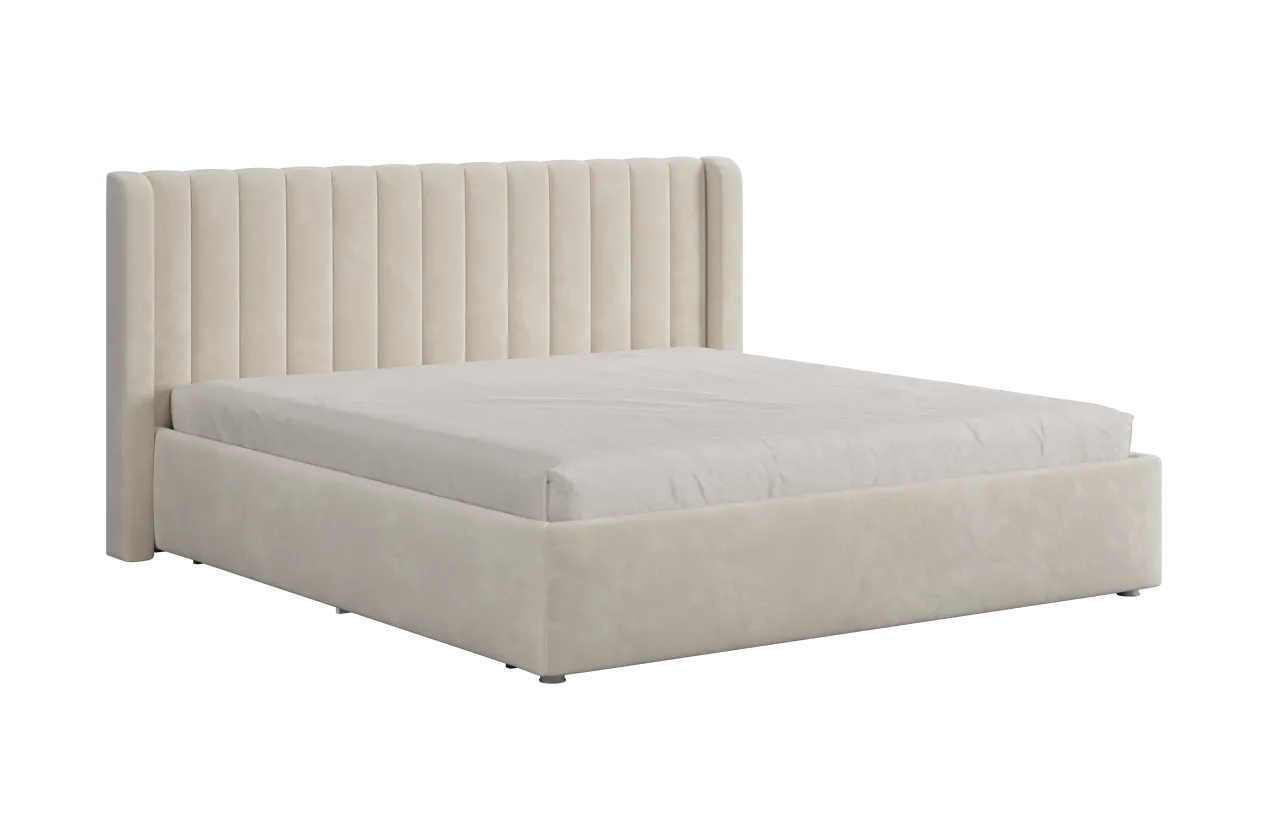 Кровать (каркас) Ева 180х200 см крем (велюр) в Муравленко - muravlenko.mebel-tymen.ru | фото