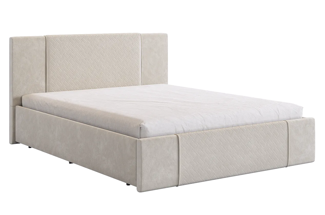 Кровать с основанием Хлоя 160х200 см крем (велюр) в Муравленко - muravlenko.mebel-tymen.ru | фото