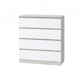 Комод Лори, 4 ящика, дуб серый/белый в Муравленко - muravlenko.mebel-tymen.ru | фото