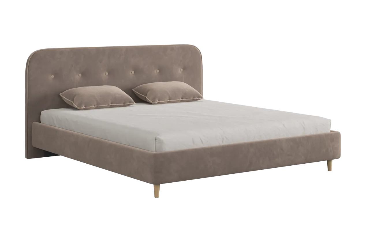 Кровать с основанием Лео 180х200 см латте (велюр)/капучино (велюр) в Муравленко - muravlenko.mebel-tymen.ru | фото