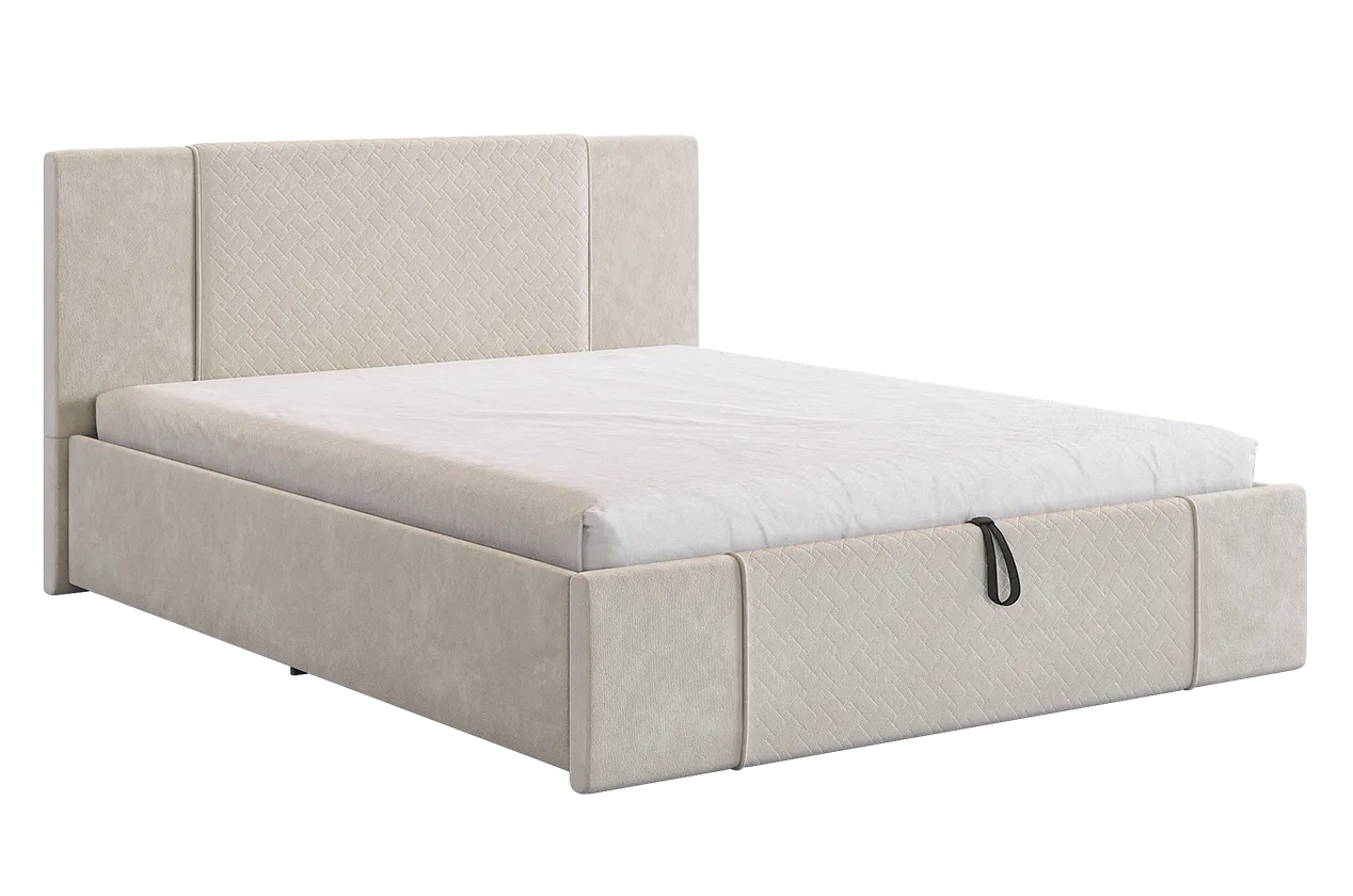 Кровать с подъемным механизмом Хлоя 160х200 см крем (велюр) в Муравленко - muravlenko.mebel-tymen.ru | фото