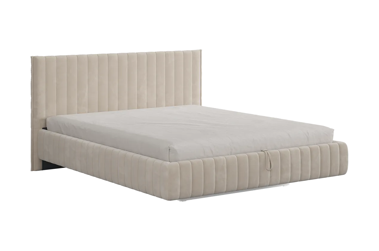 Кровать с подъемным механизмом Твикс 160х200 см крем (велюр) в Муравленко - muravlenko.mebel-tymen.ru | фото