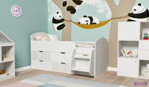 Кровать-чердак Малыш - 7 Винтерберг, Дуб молочный Ярофф в Муравленко - muravlenko.mebel-tymen.ru | фото