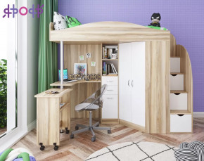 Кровать чердак Юниор 4 Винтерберг, Дуб молочный Ярофф в Муравленко - muravlenko.mebel-tymen.ru | фото