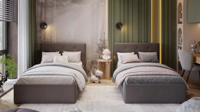 Кровать «Тейлор»  Велюр Neo Серый в Муравленко - muravlenko.mebel-tymen.ru | фото