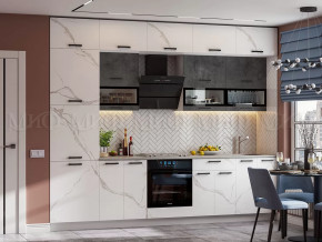 Кухня Техно 3м Компоновка №2 (Мрамор белый/Бетон графит) в Муравленко - muravlenko.mebel-tymen.ru | фото