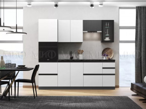 Кухня Техно-6 2,4м (Графит/Белый снег софт/Графит софт) в Муравленко - muravlenko.mebel-tymen.ru | фото