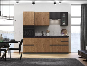 Кухня Техно-6 2,4м (Графит/Экзотическое дерево Амазония/Графит софт) в Муравленко - muravlenko.mebel-tymen.ru | фото