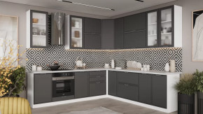 Кухонный гарнитур «Белладжио» №13 Белый, Софт графит в Муравленко - muravlenko.mebel-tymen.ru | фото