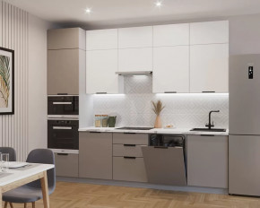 Кухонный прямой гарнитур арт.5, 3000 мм, Обсидиан/Тальк в Муравленко - muravlenko.mebel-tymen.ru | фото