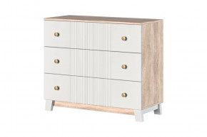 Ланзетти Комод 3 ящика Дуб Торонто/Жемчуг в Муравленко - muravlenko.mebel-tymen.ru | фото