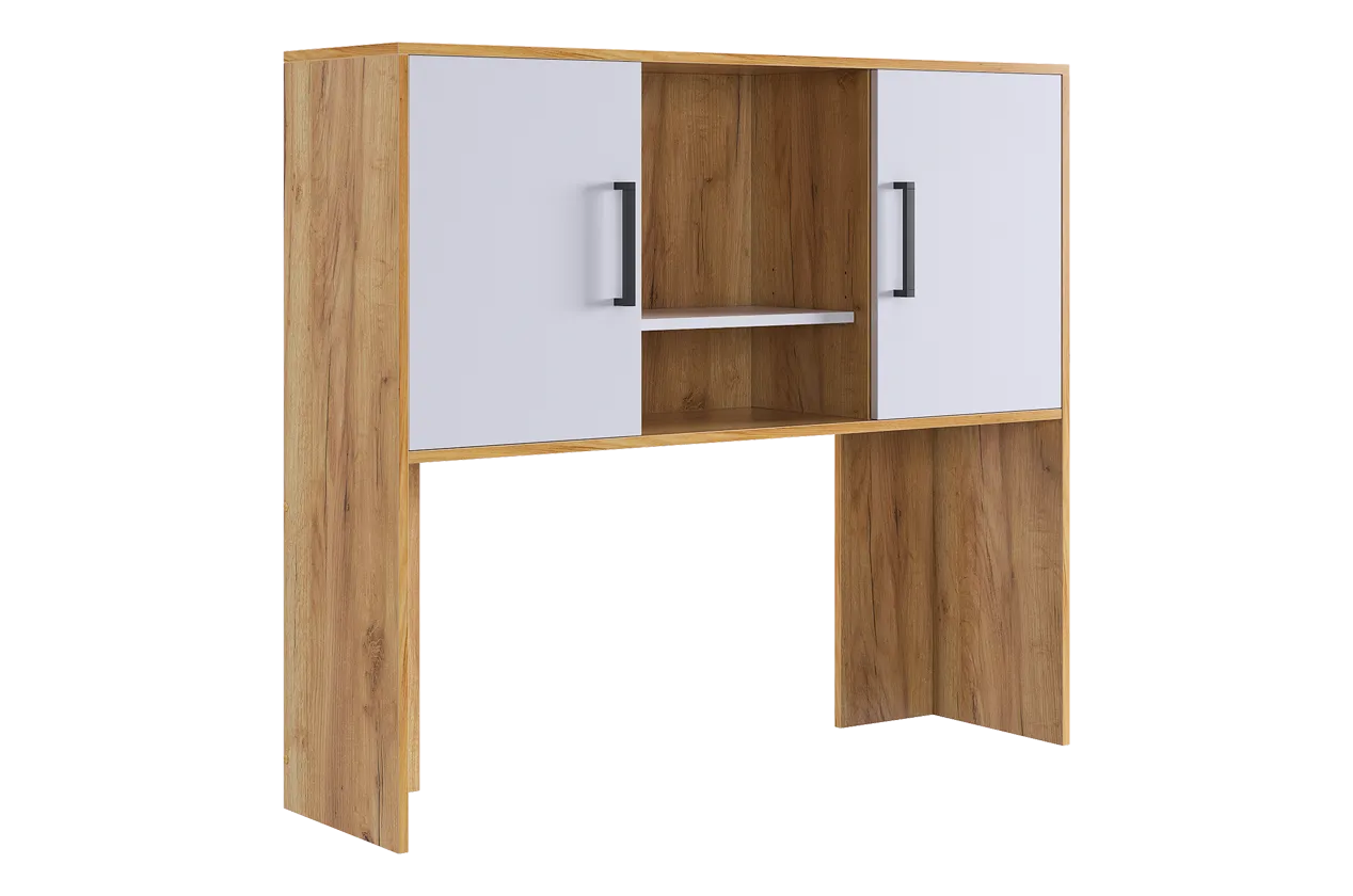 Надстройка стола компьютерного 1200 Лайт-2 дуб крафт золотой/белый в Муравленко - muravlenko.mebel-tymen.ru | фото