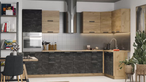 Модульная кухня «Детройт» Дуб крафт золотой/Дуб Крафт золотой/Угольный камень в Муравленко - muravlenko.mebel-tymen.ru | фото