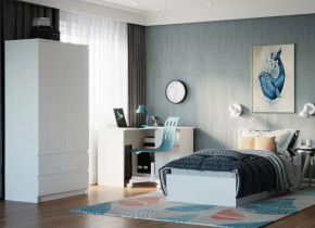 МОРИ КРМ 900.1/1 Кровать (сп/м 900*2000мм), ЛДСП белый (МП/3) в Муравленко - muravlenko.mebel-tymen.ru | фото