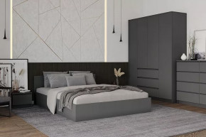 МОРИ КРМ1600.1/1 Кровать (сп/м 1600*2000мм), ЛДСП графит (МП/2) НАСТИЛЫ в Муравленко - muravlenko.mebel-tymen.ru | фото