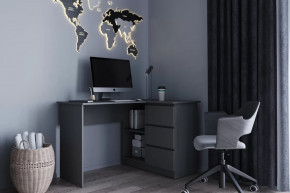 МОРИ МС-16 Стол угловой с 3мя ящ., УНИ (ш1244*г850*в770мм), ЛДСП Графит (МП) в Муравленко - muravlenko.mebel-tymen.ru | фото