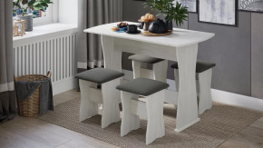 Обеденная группа тип 1 Дуб крафт белый/Велюр серый в Муравленко - muravlenko.mebel-tymen.ru | фото