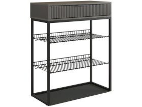 Обувница Вельвет графит/графит матовый/черный муар в Муравленко - muravlenko.mebel-tymen.ru | фото