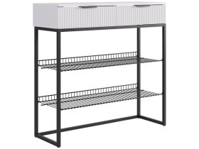 Обувница Классная 1 белое дерево/белый матовый/черный муар в Муравленко - muravlenko.mebel-tymen.ru | фото