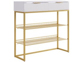 Обувница Классная 1 белое дерево/белый матовый/золото в Муравленко - muravlenko.mebel-tymen.ru | фото