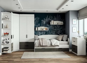 Подростковая Лавис, набор №БГС-1, белый/графит софт, белый софт в Муравленко - muravlenko.mebel-tymen.ru | фото