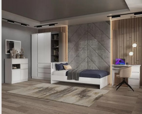 Подростковая Мэнкс №1 Белый/серый графит в Муравленко - muravlenko.mebel-tymen.ru | фото