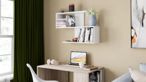 Полка настенная «Diamond» Тип 1 Белый Ясень в Муравленко - muravlenko.mebel-tymen.ru | фото