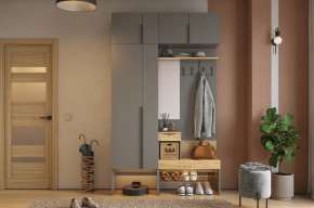 Прихожая Баско К6 графит/дуб крафт золотой в Муравленко - muravlenko.mebel-tymen.ru | фото