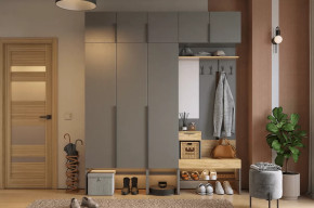 Прихожая Баско К7 графит/дуб крафт золотой в Муравленко - muravlenko.mebel-tymen.ru | фото
