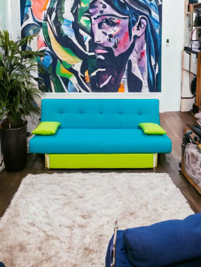 Прямой диван манго 4 Нео Азуре/Подушки Салат в Муравленко - muravlenko.mebel-tymen.ru | фото