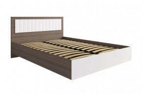 РОЗА Кровать 1400 с ПМ (сп/м 1400*2000мм), (ортопед.основание), ЛДСП Орех франклин/МДФ в Муравленко - muravlenko.mebel-tymen.ru | фото