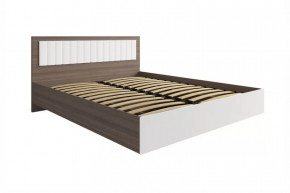 РОЗА Кровать 1600 с ПМ (сп/м 1600*2000мм), (ортопед.основание), ЛДСП Орех франклин/МДФ в Муравленко - muravlenko.mebel-tymen.ru | фото