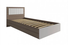 РОЗА Кровать 900 с ПМ (сп/м 900*2000мм), (ортопед.основание), ЛДСП Орех франклин/МДФ в Муравленко - muravlenko.mebel-tymen.ru | фото