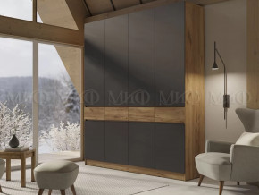 Шкаф 4-х створчатый Роджинамиф, дуб крафт/графит в Муравленко - muravlenko.mebel-tymen.ru | фото