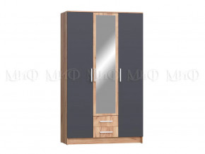 Шкаф для одежды 3-дверный Мартина ЛДСП Графит, Дуб крафт в Муравленко - muravlenko.mebel-tymen.ru | фото
