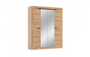 Шкаф для одежды 90.01 Флорида (4-х дв.) с зеркалом (ЛДСП Дуб золотой / ЛДСП Венге) в Муравленко - muravlenko.mebel-tymen.ru | фото
