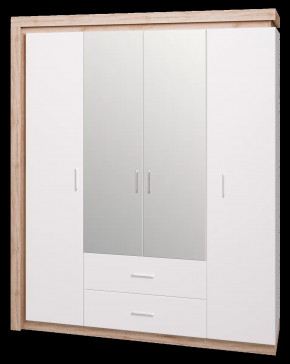 Шкаф для одежды с ящиками 4-х дверный с зеркалом «Люмен» №16 в Муравленко - muravlenko.mebel-tymen.ru | фото